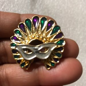Vintage pin with purple & green beads